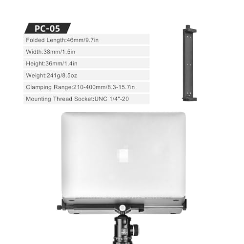 SUNWAY PC-05 Clamp for Arca Swiss Tripod – Laptop Holder for MacBook Pro & Tablet Mount for Pad