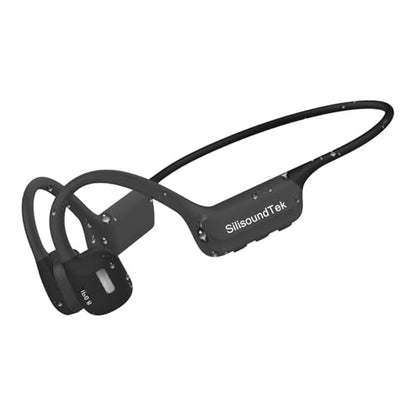 Liquid Silicone Swimming Headphones,IP68 Waterproof Underwater Bone Conduction Headphones,Bluetooth 6.0 &MP3 with 32GB Memory Card,Open Ear Bone Earphones for Running,Fitness and Cycling (Gray)