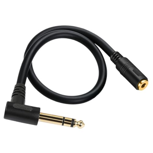 Seadream 3.5mm Female to 6.35mm Angle Male Audio Adapter Cable, Right Angle 1/4 Inch TRS to 3.5mm Adapter Cord Gold-Plated Connectors 30cm