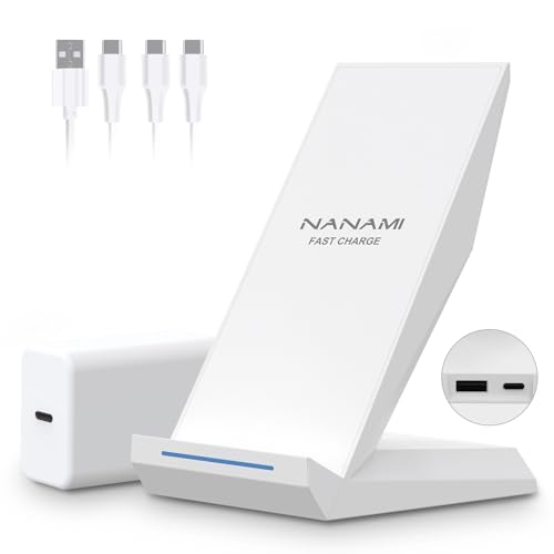 Fast 2 in 1 Wireless Charging Stand, with 30W Adapter for Universal Phone | High Speed Charger with Extra USB-A Port Compatible with iPhone 17/16/15/14/13/12/11, for Samsung Galaxy S26/S25/S24/S23/S22 - color: White