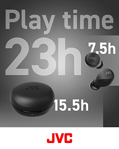 JVC Gumy Mini HAA6TB True Wireless Earbuds, Black | Up to 23 Hours Battery Life, Neodymium Magnet Driver, IPX4 Water Resistance, Compact and Lightweight - color: Black, size: Compact