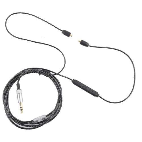 Replacement Earphone Cable, Upgraded Audio Cable with Mic for In-Ear Monitors, Durable Black for Musicians Commuters Gamers Fitness Enthusiasts