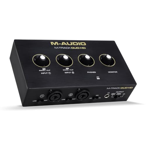 M-AUDIO M-Track Duo HD USB-C Audio Interface | 2 XLR/TRS Inputs, 2 TRS Outputs, 24-Bit/192kHz, Software Suite, for Production and Recording - size: HD Audio Interface, style: Interface Only