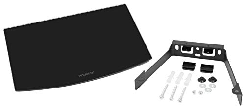 Mount-It! Floating Wall Shelf – Tempered Glass Media Shelf for Cable Box, DVD Player, Gaming Consoles (PS5, Xbox, Roku), Projector – Wall-Mounted w/Steel Frame, Cable Management, 22 lb Capacity
