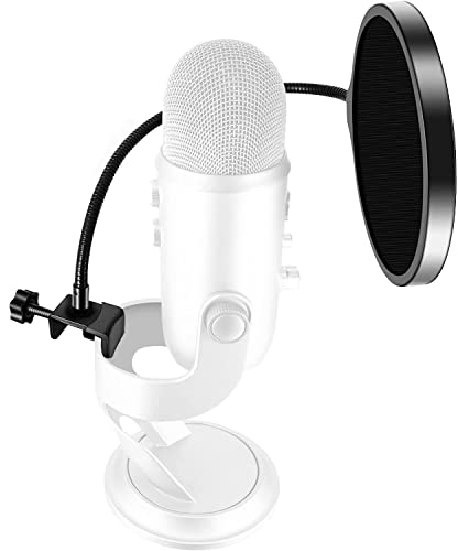 Yeti Microphone Pop Filter with Foam Windscreen [Custom Built for Blue Yeti Mic] 5.8 inch Diam 2 Layers high Density Pop Filter for Mic Cover Yeti Pop Screen (Cover Foam 1Pcs,Pop Filter 1Pcs) | 5.8in 2-Layer High Density Pop Filter & Foam Windscreen, Cust