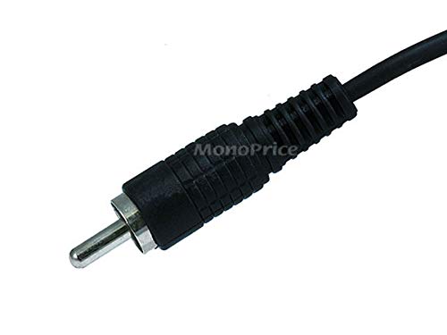 Monoprice Single-Channel RCA Cable - Male to Male Plug, Ideal for Short Low-Frequency Connections, 6 Feet, Black - size: 1 Count (Pack of 1)