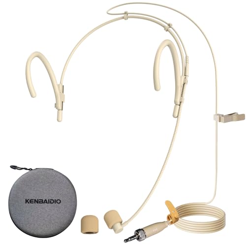 Microphone Headset Discreet Headworn Earset Over Ear Hanging Mic Compatible with Sennheiser Wireless System Bodypack Transmitter for Performance Theater Lecture Podcasts, 3.5mm Female Screw Plug - size: 3.5mm Female Screw Plug for Sennheiser Only
