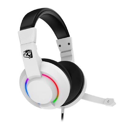 ELG Alcor Wired Gaming Headset, PC/PS4/PS5/Xbox/Switch/Mobile, 40mm Drivers, Omnidirectional Retractable Mic, in-Line Volume & Mute, Sport Mesh, RGB, White