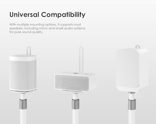 FITUEYES Universal Speaker Stand Pair, with Height Adjustable, White,1 Pair - color: White