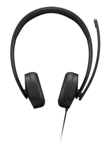 Lenovo USB-A Wired Stereo Headset for PC/Laptop, AI Noise Canceling via APP, 140g Lightweight, Replaceable Earcups, Double-Sided Boom Mic, in-line Controls with Mute for Call. Work with Teams/Zoom | Business communication and audio with USB-A connection,