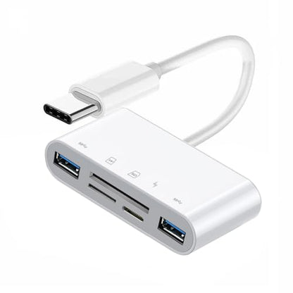 CY USB 2.0 Type C USB-C to TF Micro SD SDXC Dual USB3.0 Female Card Reader PD 27W Adapter for Laptop Tablet Phone - style: SD+TF+USB*2+PD