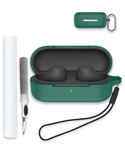 Case for Sony WF-C510 Truly Wireless in-Ear Bluetooth Earbud Headphones, Soft Silicone Protective Portable Scratch Shock Resistant Shell with Cleaner Kit & Carabiner & Lanyard,Green - color: GREEN