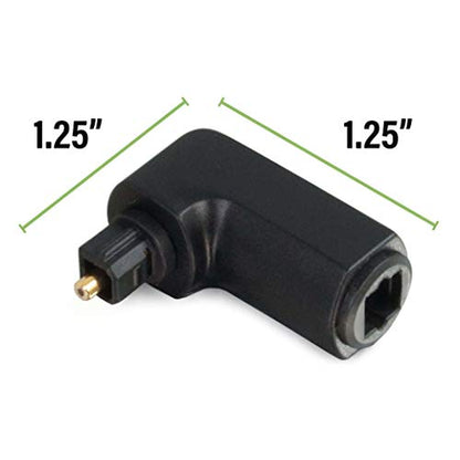 C2G Optical Audio Cable Adapter, 90 Degree, Black, Universal Compatibility, Gold-Plated Connectors, 1 Count, 40016