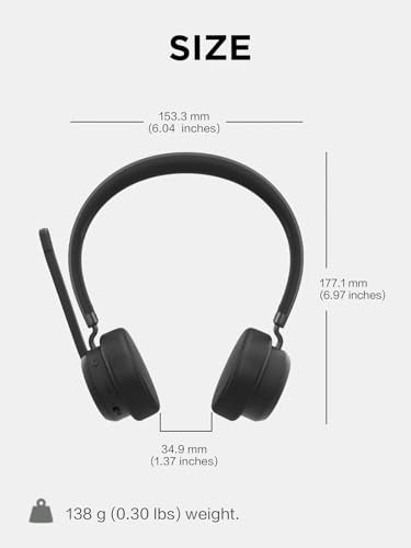 Lenovo Wireless Stereo Headset, Noise Cancelling Mic, Bluetooth 5.3 Multipoint, 31-Hour Talk & 60-Hour Playback, Lightweight 138g, Replaceable Earcups Over-Ear Comfort, Gaming, Office, & PC Use | Bluetooth headset with noise cancellation and 31-hour talk