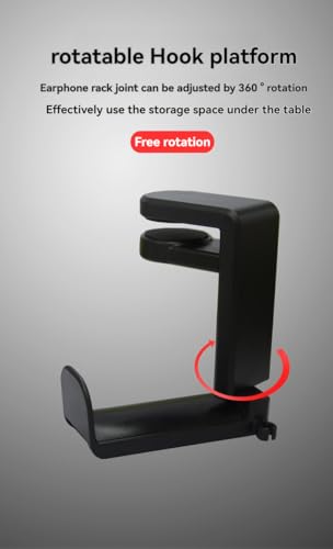 No-Drill Desk Clamp Headphone Hook – 360° Rotating Headphone Stand with Multi-Functional Storage Hanger for Office, Gaming & Home Use (White) - color: White
