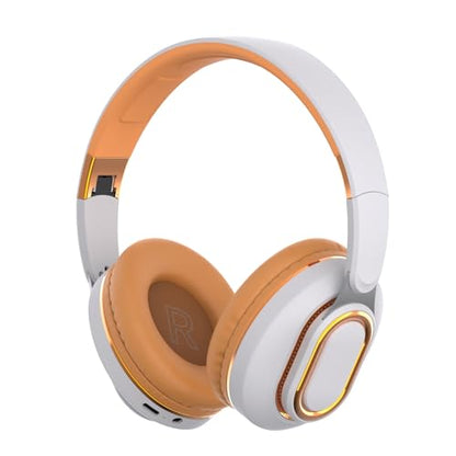 H7 Foldable Over-the-Ear Wireless Headphones Bluetooth(Off White) | 30H Playtime HiFi Headsets,1.5m Audio Cable,Soft Lightweight With Mic,for Android,iOS,Gift,Study,Office - color: Off White