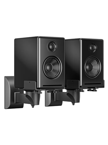suptek Small Dual Side Clamping Bookshelf Speaker Wall Mounting Bracket for Small Surrounding Sound Speakers, Hold up to 55lbs Black SPM201SB - size: Small--black