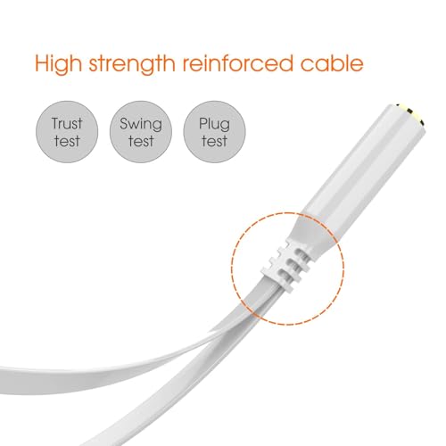 Headphone Splitter 3.5mm, Audio Splitter 2 Female to 1 Male, Y Splitters Cable for Headset Xbox PS4 Headset Microphone Computer Gaming Speaker PC Laptop, White - color: White