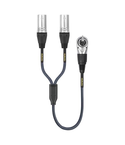 2Ft Right Angle 3Pin XLR Female to Dual 3Pin XLR Male Y Splitter 1 Female to 2 Male Audiao Cable, Mixer, Microphone,Amplifier Y Splitter Cable - color: Right Angle XLR 1 Female to 2 Male, size: 2Ft*1Pack