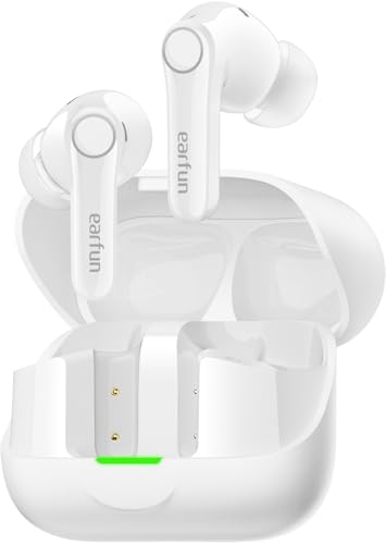 EarFun Air Pro 4+ Adaptive Noise Cancelling Wireless Earbuds, Dual Drivers | Qualcomm aptX Lossless, Translation Earbuds, Snapdragon Sound, 6 Mics AI Calls, Hi-Res Sound, LDAC, Bluetooth 6.0, 54H, White - color: White