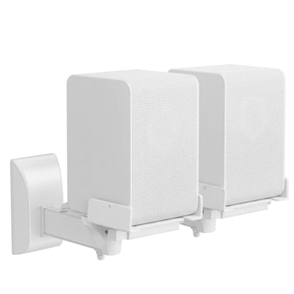 TNP Bookshelf Speaker Wall Mounts, Dual Side Clamps, 55 lb, 2 Pack, White | Rear Surround Sound Speaker Mounts Fit 5.5-11 In Wide Speakers, with 45° Swivel and 7.5° Tilt for Home Theater or Studio - color: White