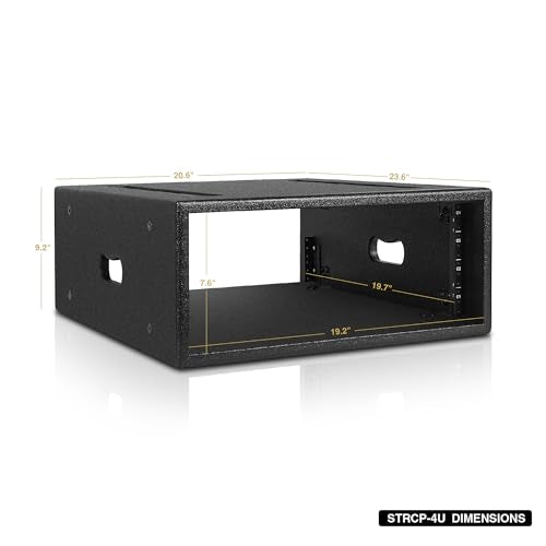 Sound Town 4U PA/DJ Rack/Road Case with 4-Space, Industry-Grade 0.7" (18mm) Plywood with Polyurea Coating, 19.7" Rackable Depth - Pro Tour Grade (STRCP-4U) - size: 4U with 19.7" Depth