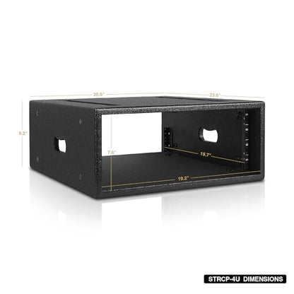 Sound Town 4U PA/DJ Rack/Road Case with 4-Space, Industry-Grade 0.7" (18mm) Plywood with Polyurea Coating, 19.7" Rackable Depth - Pro Tour Grade (STRCP-4U) - size: 4U with 19.7" Depth