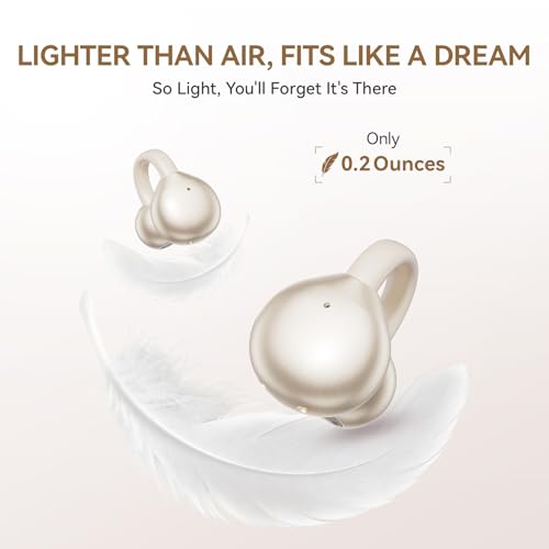 Clip On Earbuds Open Ear Ear Buds Wireless Bluetooth 5.4 Headphones,48H Playtime,IPX6 Waterproof,Touch Control,Comfortable for Workouts and Daily Use (Skin) - color: Skin