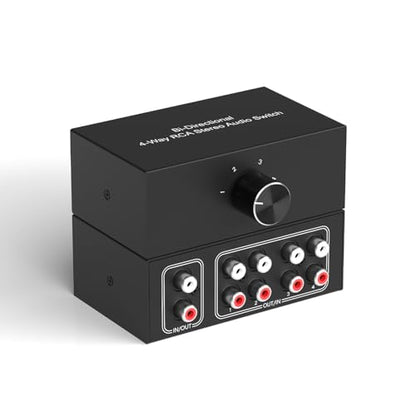 Dingsun 4-Way Stereo Audio Switcher, Bi-Directional Right and Left Channel Audio Selector Box for Blu-ray Players or DVD Players Active Speakers (4In-1Out /1In-4Out) - style: 1In-4Out/ 4In-1Out Stereo Audio Switcher