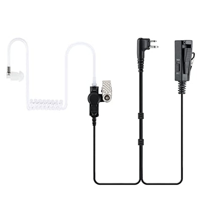 K-Storm Walkie Talkie Surveillance Headset Compatible with Motorola Radio | Acoustic Tube Earpiece with Mic for CP200 CLS1110 DLR1020 XU1100 RDM2070D RDV2080D - color: with VOX