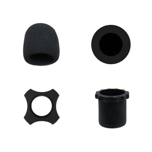 10 Sets of Shakeproof Anti-Rolling Handheld Microphone Silicone Ring Microphone Sponge Cover Silicone Protective Sleeve for KTV, Speech, Interview, Recording Studio, Black - style: 10 Sets, Black
