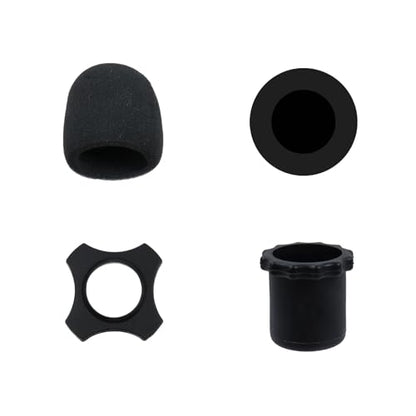 10 Sets of Shakeproof Anti-Rolling Handheld Microphone Silicone Ring Microphone Sponge Cover Silicone Protective Sleeve for KTV, Speech, Interview, Recording Studio, Black - style: 10 Sets, Black