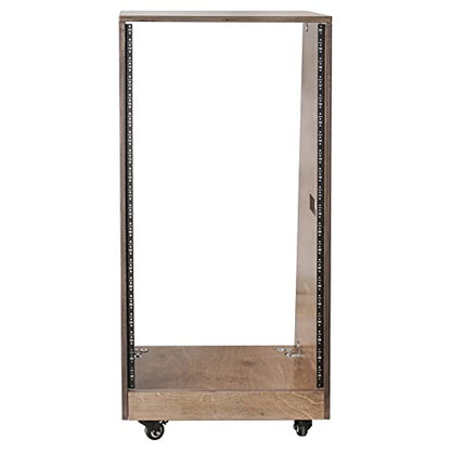 Sound Town DIY Solid Baltic Birch Plywood Slanted 20U Studio Rack, Weathered Brown, with Rubber Feet, Casters (SDRK-20TB) - size: 20U,Weathered Brown