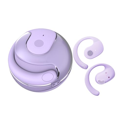 Open Ear Headphones Wireless Bluetooth 5.4, OWS Hanging Earphones Wireless Earbuds with Earhooks and Mic, IPX5 Waterproof, 48H Range, Out of Ear Earbuds for Sports Running Workout Driving(Purple) - color: Purple