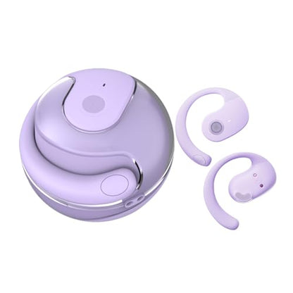 Open Ear Headphones Wireless Bluetooth 5.4, OWS Hanging Earphones Wireless Earbuds with Earhooks and Mic, IPX5 Waterproof, 48H Range, Out of Ear Earbuds for Sports Running Workout Driving(Purple) - color: Purple