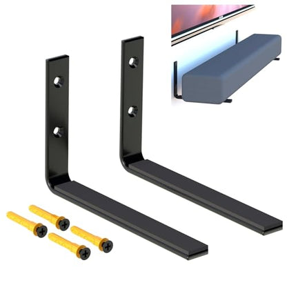 Soundbar Speaker Mounts Under TV – Pack of 2 Minimalist Design, Universal Compatible for Dolby Surround Speakers - Bose, Samsung, Sonos, JBL, VIZIO, LG, Roku - Heavyduty up to 30 LB