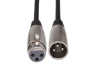 Professional XLR Audio Cable, 3 Feet, Male to Female Connectors, Black with Silver Housing