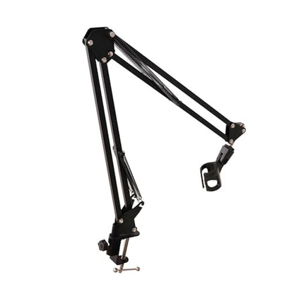 Mic Boom Arm, 98cm Telescopic Arm Cclamp Desk Mount Microphone Stand, Desk Mount Mic Holder with DualPurpose Universal Ball Head Adapter for Podcast Streaming Gaming Studio