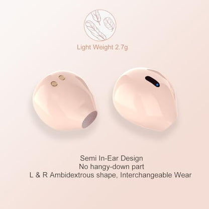 Invisible Mini Wireless Bluetooth Earbuds, Small Semi in-Ear Earbuds for Work & Daily Use, Touch Control, Lightweight for Music & Audiobooks - color: Nude