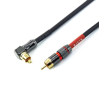 WJSTN-055 90 Degree Right Angle RCA Subwoofer Cable Audio Cable RCA Male to Male Audio Video Cord for Subwoofer, HDTV, Amplifiers,Home Theater,Hi-Fi Systems,Subwoofe 2 Pack (6in) - size: 6in