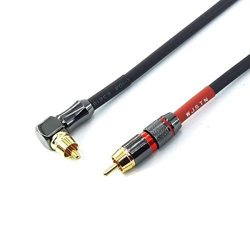 WJSTN-055 90 Degree Right Angle RCA Subwoofer Cable Audio Cable RCA Male to Male Audio Video Cord for Subwoofer, HDTV, Amplifiers,Home Theater,Hi-Fi Systems,Subwoofe 2 Pack (3FT) - size: 3FT