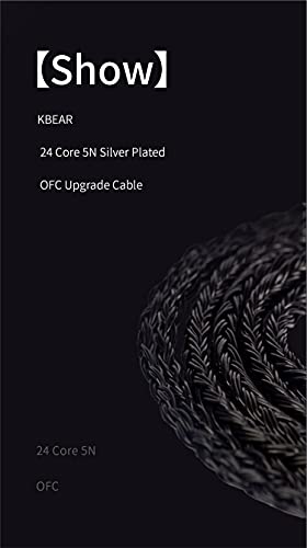 Keephifi 24 Core MMCX Earphone Cable - KBEAR [Show] Upgrade Cable, 5N OFC Silver Plated, 120cm, Compatible with DM7 T3 T2 FH5 FH9 FA9 I3 FH5S (MMCX, Black)