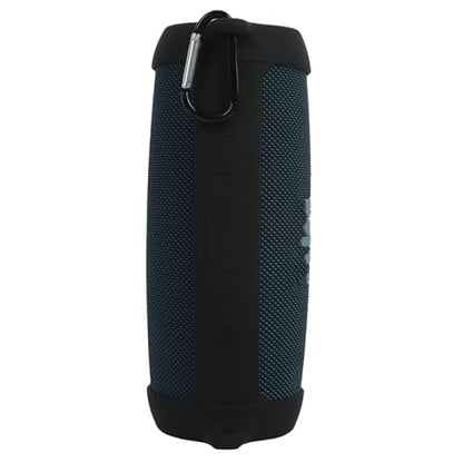 Silicone Cover Case for JBL Charge 5, Portable Bluetooth Speaker Travel Protective Carrying Soft Skin Sleeve for Charge 5, Speaker Holder Cover Accessories with Shoulder Strap and Carabiner(Black)