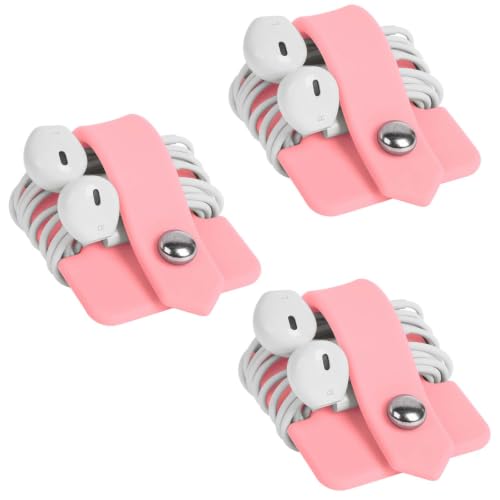 Cord Organizer Earbuds Holder Earphone Wrap Earphones Organizer Headset Headphone Earphone Wrap Winder Cord Manager Cable Winder Set of 3(Pink) - color: Pink-3pcs