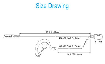 commountain Earpiece for Kenwood Baofeng 2-Pin Walkie Talkies Radios | Fits TK Series & UV-5R BF-F8HP and more, G-Shape Earhook Headset Fits Left or Right Ear, Noise Reducing PTT Mic