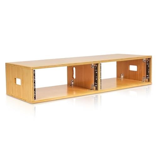 Sound Town DIY 2 x 4U Studio Rack, Solid Carbonized Bamboo, for Recording Room, Home Studio (STBR-D4) - size: 2 x 4U, Carbonized Bamboo