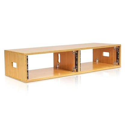 Sound Town DIY 2 x 4U Studio Rack, Solid Carbonized Bamboo, for Recording Room, Home Studio (STBR-D4) - size: 2 x 4U, Carbonized Bamboo