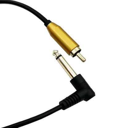 Premium RCA to 1/4 Inch Mono Audio Cable, 6.35mm to RCA Male to Male,Black with Gold Connectors, Right Angle Design, Professional Grade 1.64FT