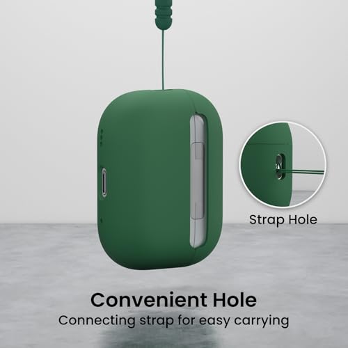ORNARTO for AirPods Pro 2 Case, Hybrid Silicone, Clover Green | Hybrid Silicone Rubber, Front LED Visible, Wireless Charging, Skin-Friendly Soft Touch, Anti-Scratch, Detachable Lanyard - color: Clover Green
