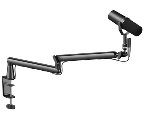 Rode PodMic Dynamic Broadcast Microphone Bundle with StreamEye Lowpro Boom Arm and 10-Foot Balanced XLR Cable — Cardioid XLR Studio Mic for Podcasting, Live Streaming, Voice Over, Broadcasting